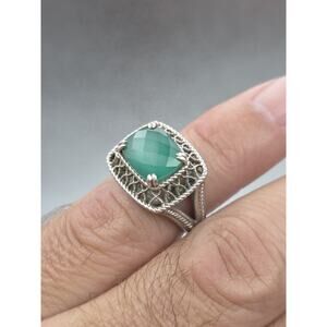 GABRIEL & CO. STERLING SILVER 925 GREEN CHALCEDONY RING SIZE 7